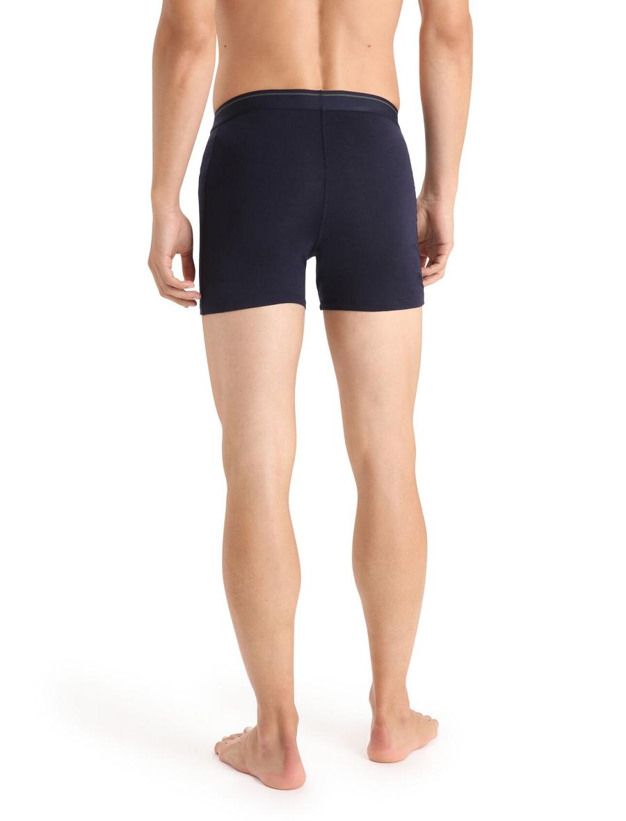 Midnight Navy Men's Icebreaker Merino Anatomica Boxers With Fly Underwear | USA 1307OKIR